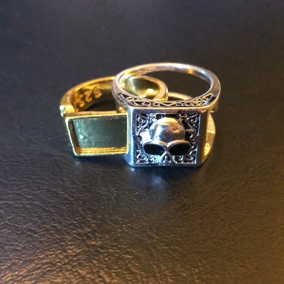 Other - ⭐️Mens marked 925 Silver/ Gold plated Skull Hidden Storage Ring